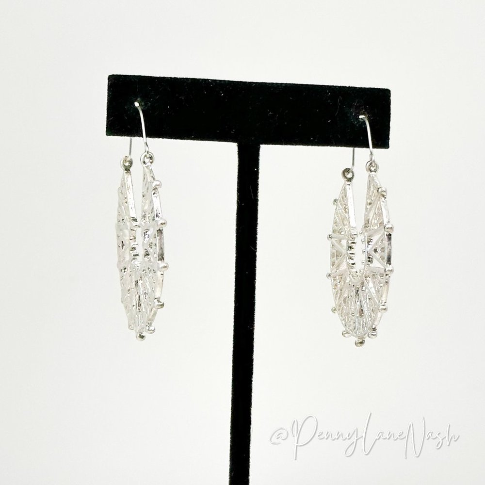 Vintage Silver Compass Sun Hoop Earrings - Picture 4 of 8
